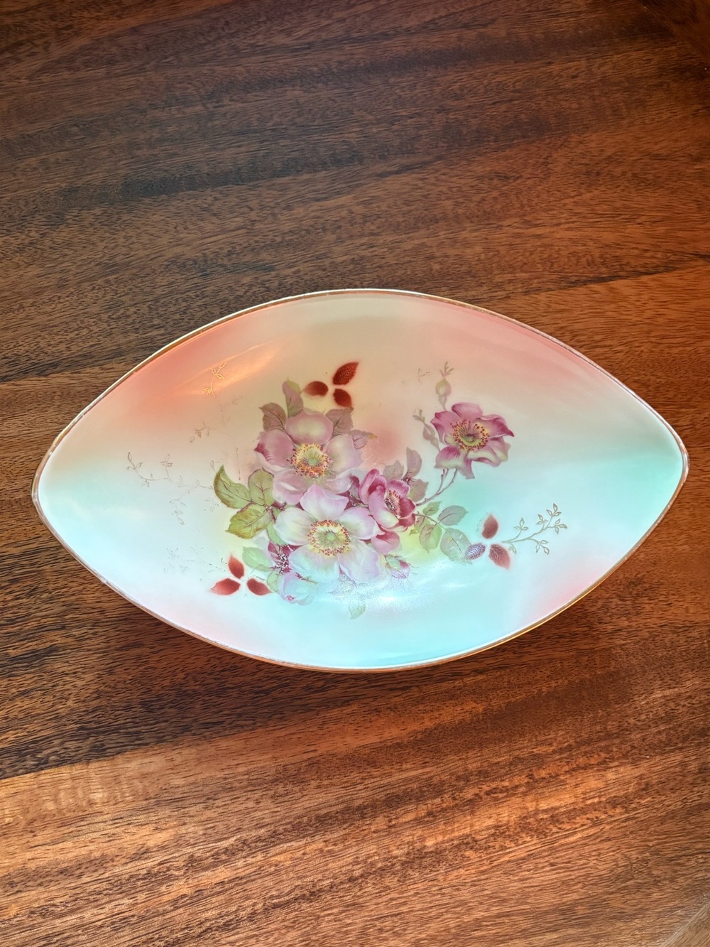 Vintage Schumann Arzberg Bavaria Floral Oval Serving Dish Gold Trim 9”